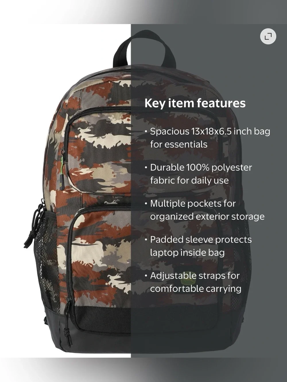 John Deere Urban 18” Jordy Camo Laptop Backpack NWT